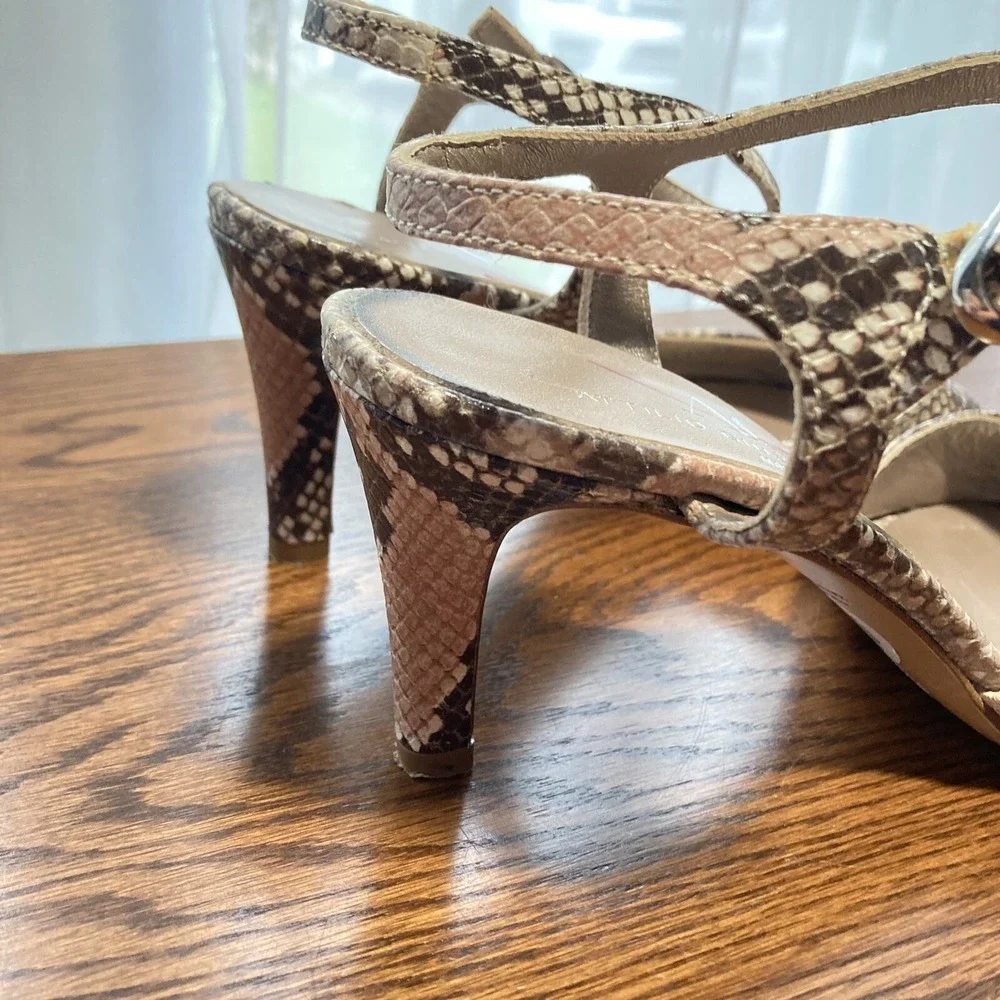VTG AGL Attilio Giusti Leombruni Embossed Python Snakeskin Heel Women 7 38 Italy